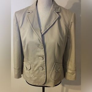 Ann Taylor Loft Women’s Tan Button Front 3/4 Sleeve Blazer Jacket Size 4